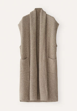 Sleeveless cardigan, Pale mushroom, webstill