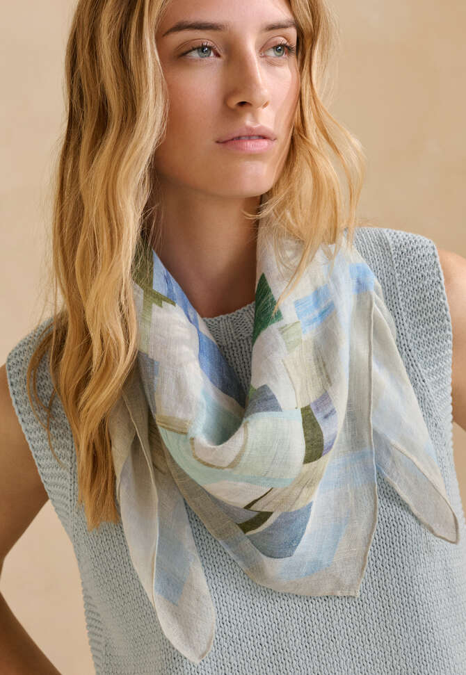 Large printed scarf, Ocean blue, completeTheLook