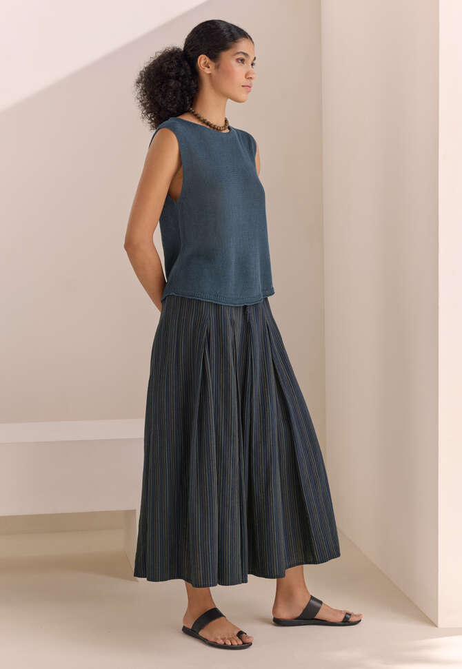 Long striped skirt, Dark petrol, completeTheLook