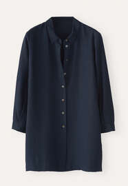 Deep side-split shirt, Blue black, webstill