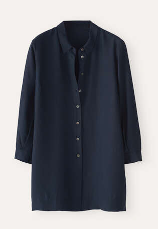 Deep side-split shirt, Blue black, webstill