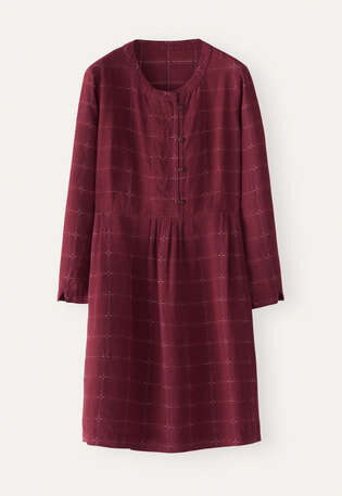 Checked pleated dress, Maroon, webstill
