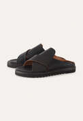 Cross-front sandals, Black leather, webstill