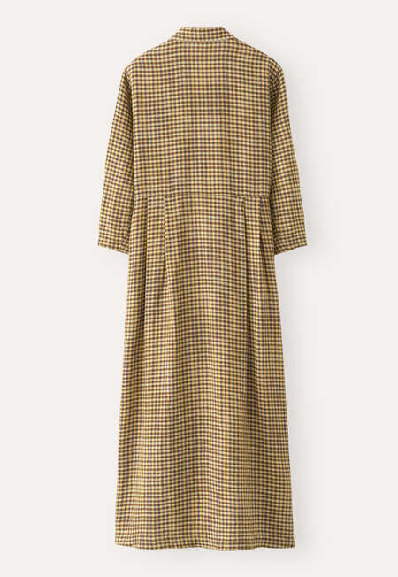 Gingham checked dress, Ochre brown, completeTheLook