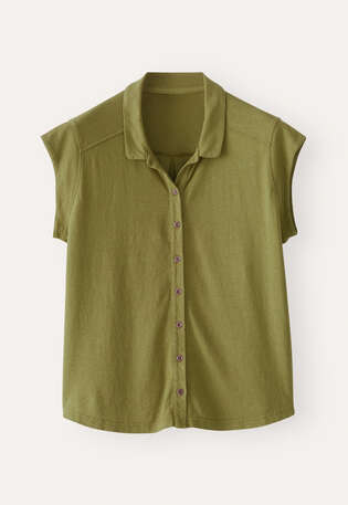 Cap-sleeve jersey shirt, Dark lime, webstill