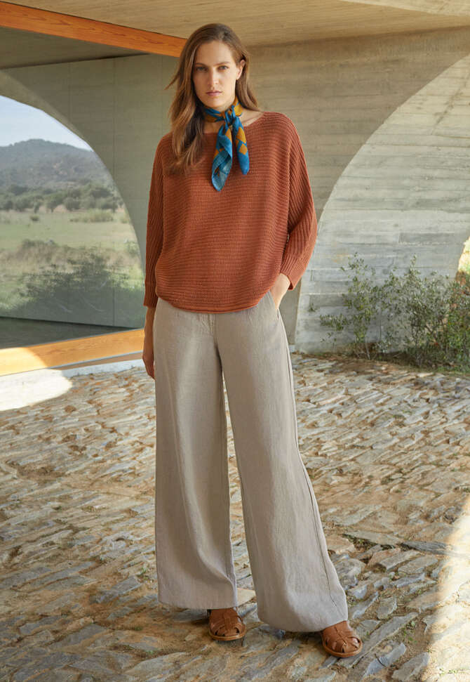 Wide-leg trousers, Natural stone, completeTheLook