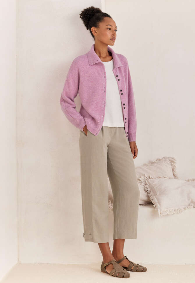Funnel-neck cardigan, Pale raspberry, completeTheLook