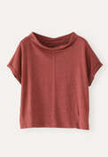 Turned-over neck top, Terracotta red, webstill