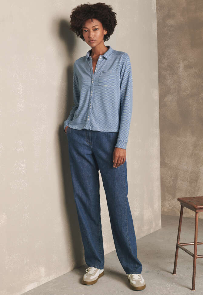 Jersey striped shirt, Soft indigo, completeTheLook