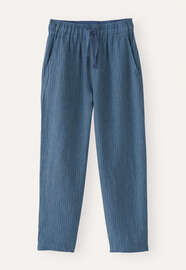 Striped pull-on trousers, Petrol blue, webstill