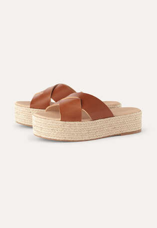 Platform sliders, Dark tan, webstill