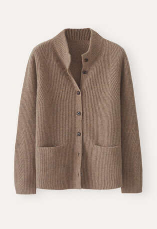 Rib-stitch cardigan, Latte, webstill