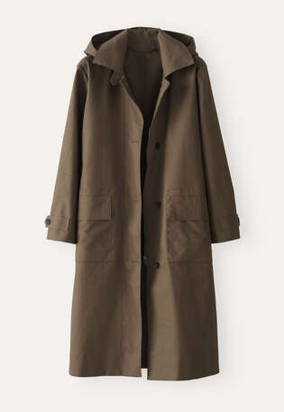 Hooded trench coat, Grey khaki, webstill
