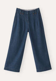 Indigo-dyed cropped trousers, Dark denim, webstill