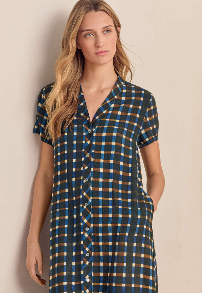 Printed button-through dress, Ink brown, completeTheLook