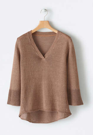 V-neck sweater, Tan brown, webstill