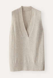 Sleeveless v-neck sweater, Pebble, webstill