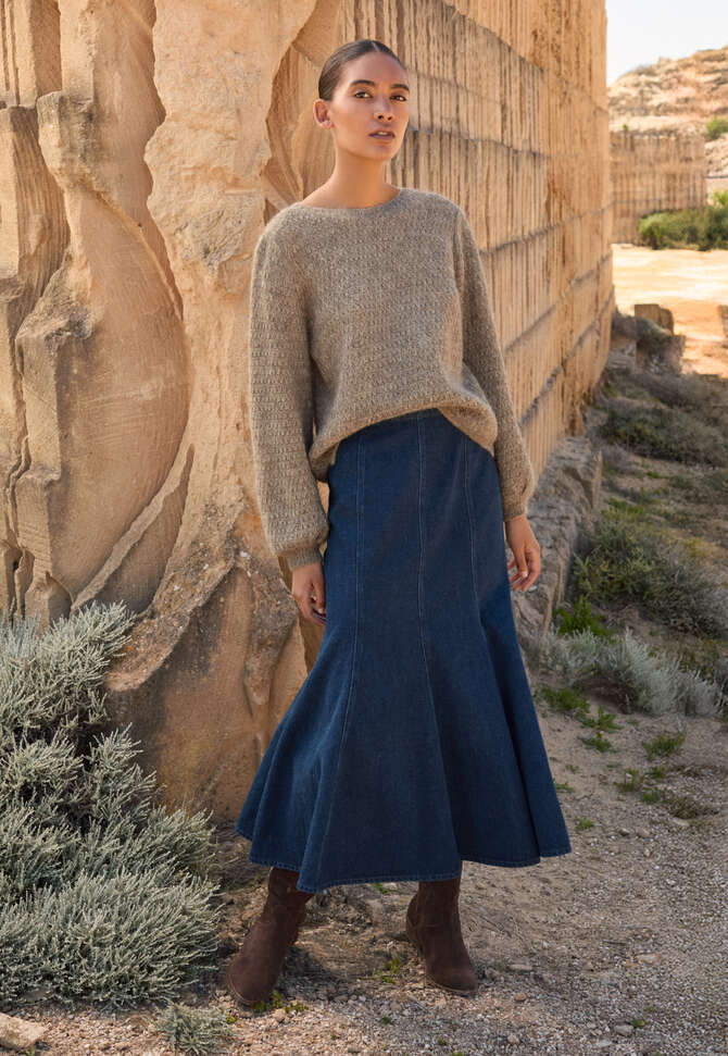 Panelled skirt, Dark denim, completeTheLook