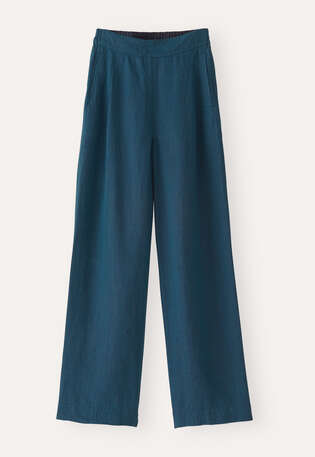Flat-front trousers, Petrol ink, webstill