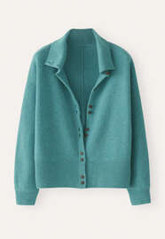 Funnel-neck cardigan, Ocean turquoise, webstill