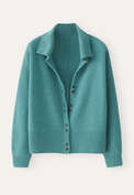 Funnel-neck cardigan, Ocean turquoise, webstill