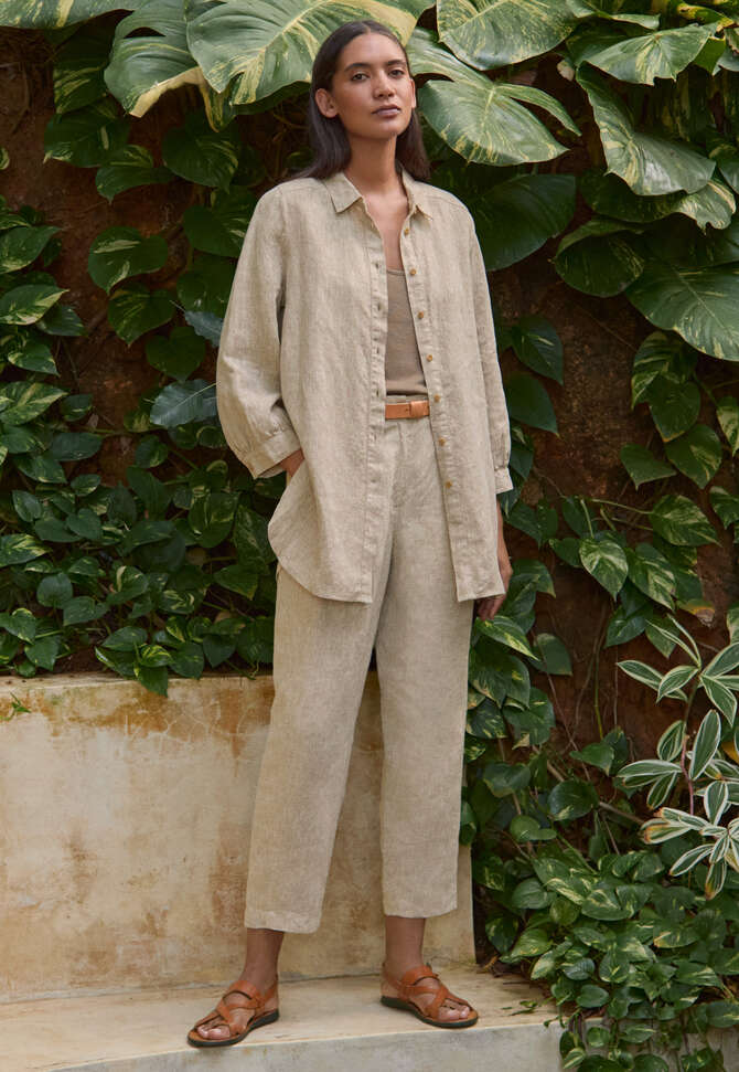 Cropped tapered trousers, Natural, completeTheLook