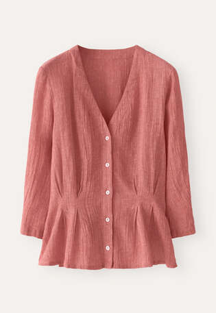 Pleat-waist shirt, Pink coral, webstill
