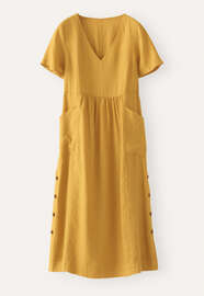 Short-sleeve v-neck dress, Soft amber, webstill