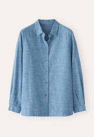 Curved hem overshirt, Marine, webstill