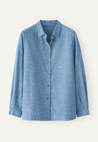Curved hem overshirt, Marine, webstill