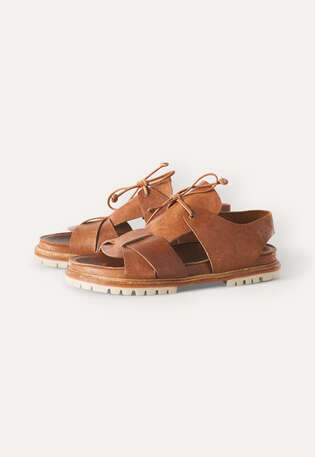 Lace-up sandals, Dark tan, webstill
