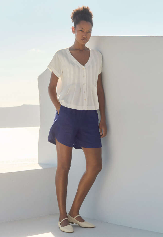 Pleat-front top, Ecru, completeTheLook