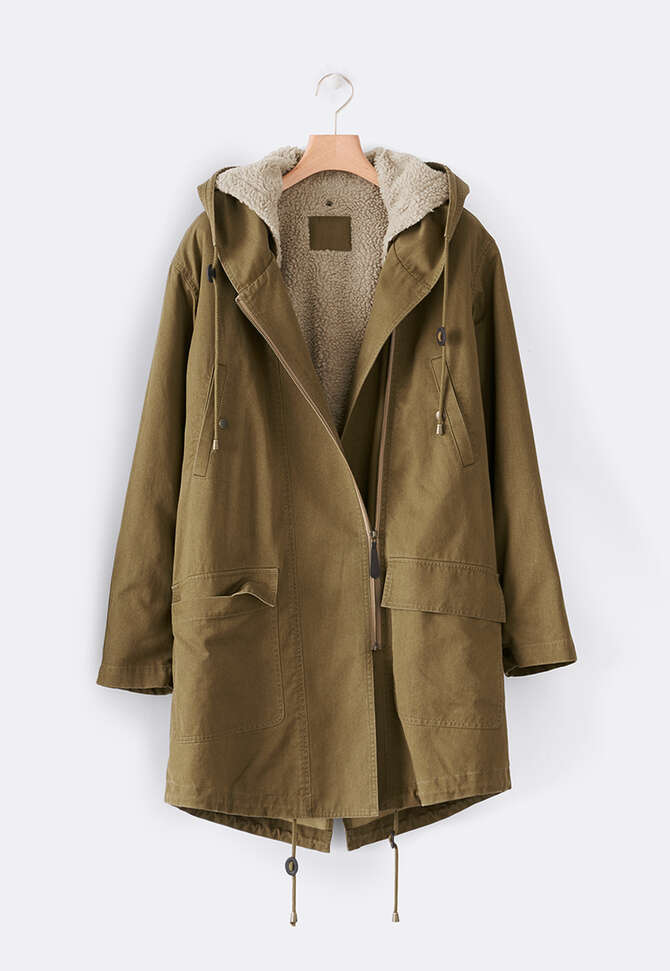 Faux-fur lined parka, Bronze green, completeTheLook
