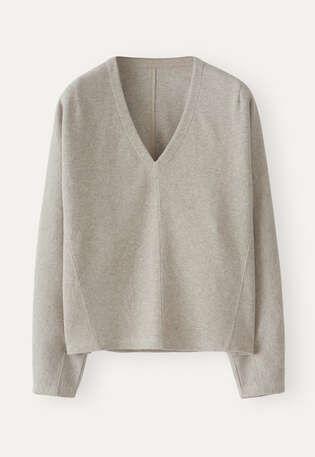 V-neck top, Grey mink, webstill