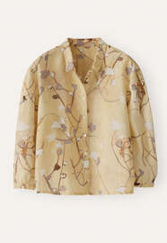 Printed pleat sleeve shirt, Pale honey, webstill