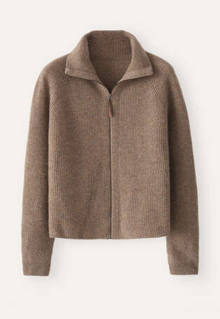 Zip-front cardigan, Latte, webstill