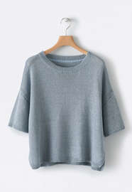 Short-sleeve sweater, Aqua denim, webstill