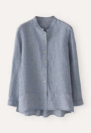 Striped shirt with peplum, Indigo cream, webstill