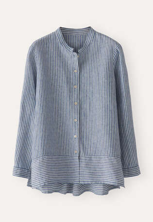Striped shirt with peplum, Indigo cream, webstill