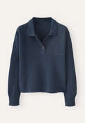 Collared sweater, Petrol blue, webstill
