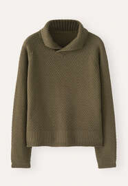 Moss-stitch collared sweater, Dark olive, webstill