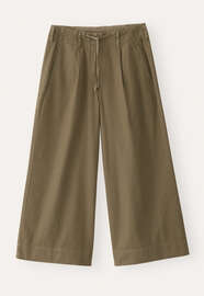 Pleat-front cropped trousers, Khaki green, webstill