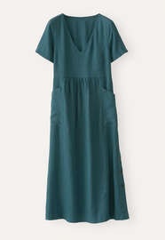 Short-sleeve v-neck dress, Petrol teal, webstill