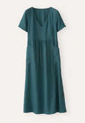 Short-sleeve v-neck dress, Petrol teal, webstill