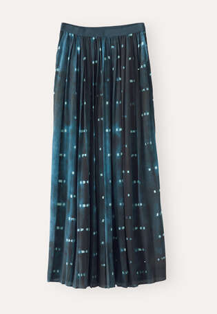 Printed pleated skirt, Dark petrol, webstill