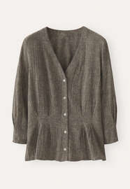 Pleat-waist shirt, Black fawn, webstill
