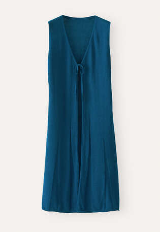 Long knitted waistcoat, Bright teal, webstill
