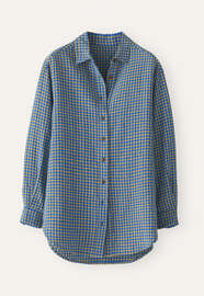 Gingham checked shirt, Blue gold, webstill