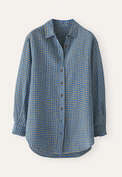 Gingham checked shirt, Blue gold, webstill