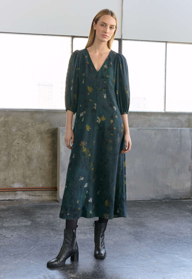 Printed dress, Dark petrol, completeTheLook